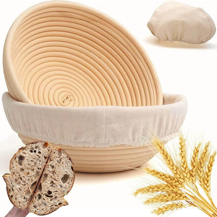 Proofing Basket Ø 23 cm - Bread Baking - Banneton - Proofing Basket Bread - Proofing Basket Round - Rattan Bread Pan - Dough Basket - incl. Dough Cloth | 1 piece.