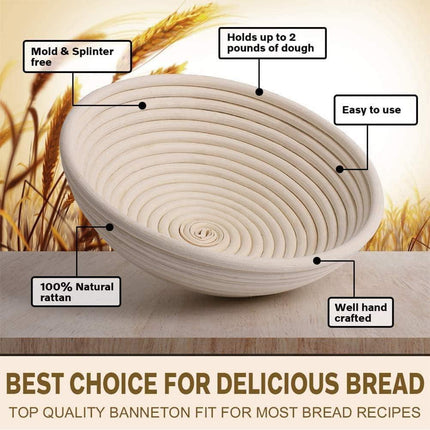 Proofing Basket Ø 23 cm - Bread Baking - Banneton - Proofing Basket Bread - Proofing Basket Round - Rattan Bread Pan - Dough Basket - incl. Dough Cloth | 1 piece.
