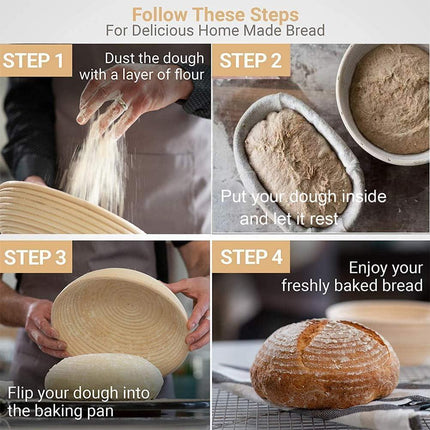 Proofing Basket Ø 23 cm - Bread Baking - Banneton - Proofing Basket Bread - Proofing Basket Round - Rattan Bread Pan - Dough Basket - incl. Dough Cloth | 1 piece.