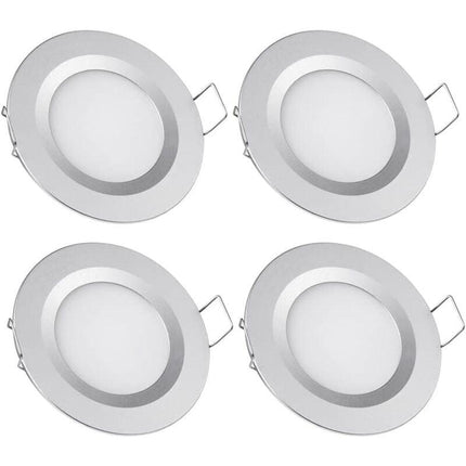 4 x 12V LED Recessed Spotlight Hole 58-65mm 3W 3200K Recessed Ceiling Light for Motorhome Boat Caravan Van Yacht Warm White (Silver Finish).