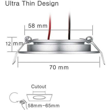 4 x 12V LED Recessed Spotlight Hole 58-65mm 3W 3200K Recessed Ceiling Light for Motorhome Boat Caravan Van Yacht Warm White (Silver Finish).