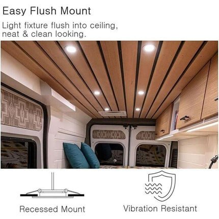 4 x 12V LED Recessed Spotlight Hole 58-65mm 3W 3200K Recessed Ceiling Light for Motorhome Boat Caravan Van Yacht Warm White (Silver Finish).