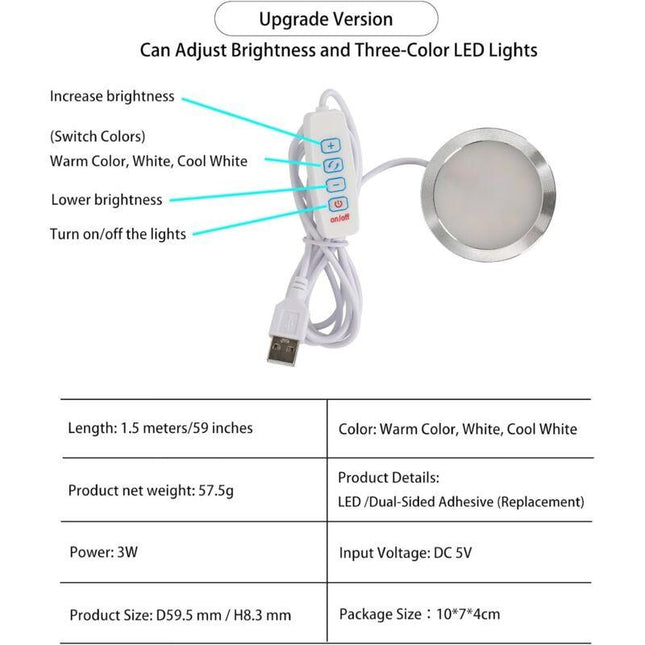 LED 001 Three Colors for Bambu Lab Makerworld 3D Printing Bulb Kit Spare Parts 5V USB Powered Warm Light 3000K.