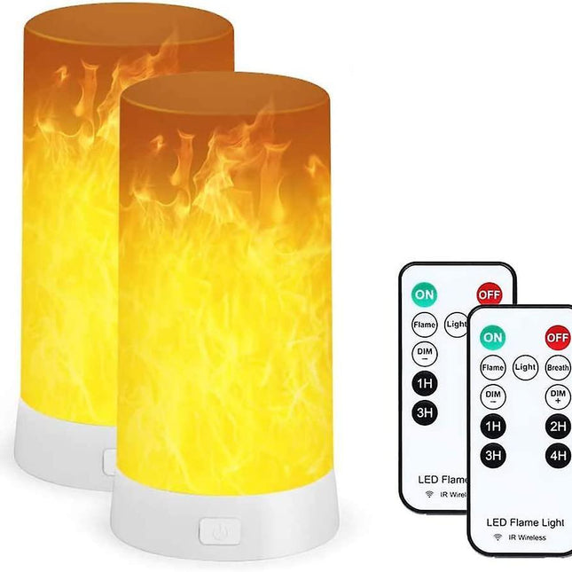 2 sets of Acsery LED flame lamps with remote control. USB rechargeable flame effect.