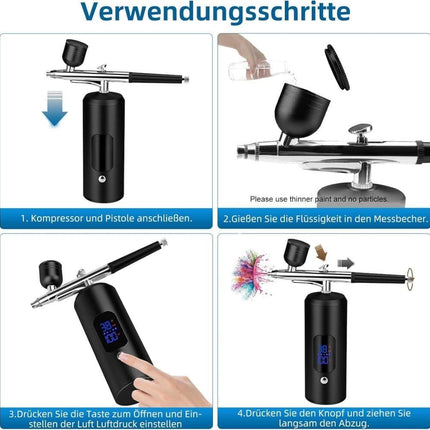 Airbrush Machine - Wireless Spray Gun Set with USB Charging and 3 Speed Modes, for Nail Art, Cake Decorating and Painting.