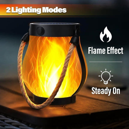 1/2/4 Pack Solar Garden Lights with Flame Effect - Waterproof Hanging Lanterns with USB Charging, Halloween and Garden Decoration (Four-piece set).