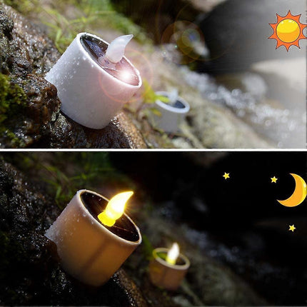 6pcs Solar Powered Heat Lights Outdoor Lights Flameless Flicker IP65 Waterproof Rechargeable LED Lights with Dusk Sensor for Lantern Garden Camping.