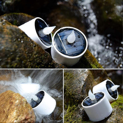 6pcs Solar Powered Heat Lights Outdoor Lights Flameless Flicker IP65 Waterproof Rechargeable LED Lights with Dusk Sensor for Lantern Garden Camping.
