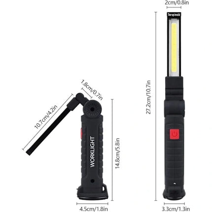 Rechargeable LED Work Light 2 Pack Magnetic COB USB Torch 5 Modes 360° Camping Lamp for Workshop Garage Emergency Auto Inspection Lighting{YG}.