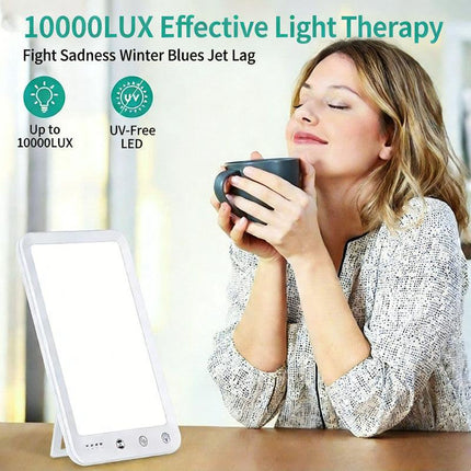 Light Therapy Lamp 12000 Lux UV-Free LED Adjustable Brightness Color Temperature Timer Touch Control Memory Function Compact for Home.