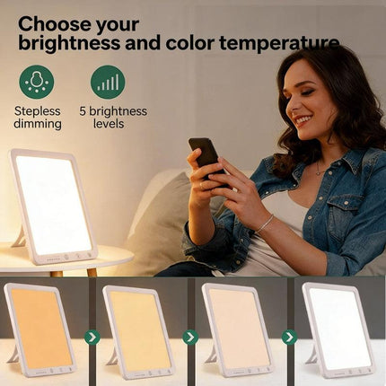 Light Therapy Lamp 12000 Lux UV-Free LED Adjustable Brightness Color Temperature Timer Touch Control Memory Function Compact for Home.