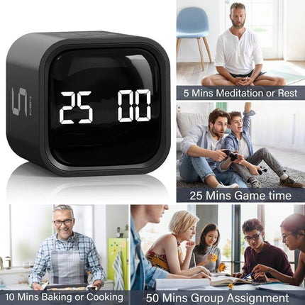 Pomodoro Timer 25/5/10 Min Desk Timer Vibration Volume Adjustable Productivity Clock.