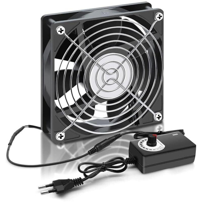 120mm 12V PC Case Fan - Adjustable Wind Speed, AC 220V - 240V Fan, 2750RPM, Laptop PC Fan for TV, Radio, Router.