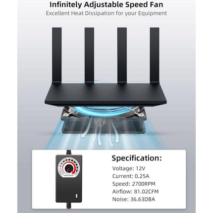 120mm 12V PC Case Fan - Adjustable Wind Speed, AC 220V - 240V Fan, 2750RPM, Laptop PC Fan for TV, Radio, Router.