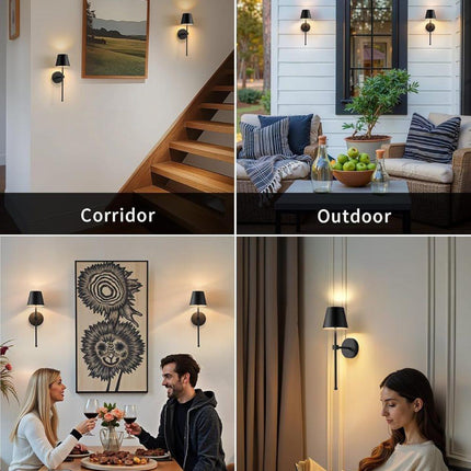 Wireless Wall Lamps 2-pack, LED Lamps with Rechargeable Battery, Stepless Dimmable with Remote Control.