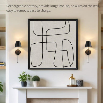 Wireless Wall Lamps 2-pack, LED Lamps with Rechargeable Battery, Stepless Dimmable with Remote Control.