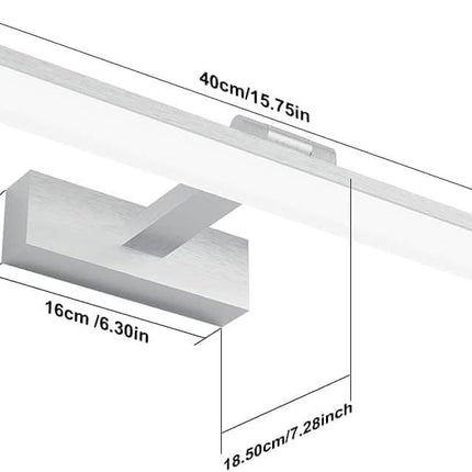 Wall light LED for mirror, wall light 40 cm for bathroom, wardrobe and toilet(Silver).