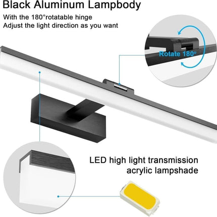 Wall light LED for mirror, wall light 40 cm for bathroom, wardrobe and toilet(Black).