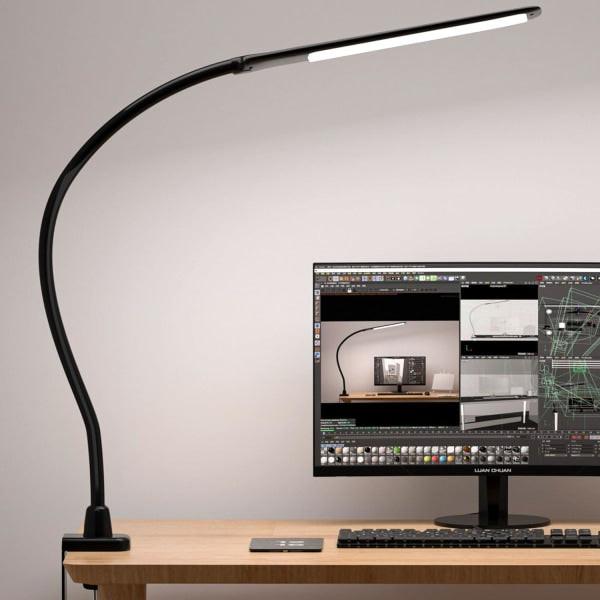 1 pc. Desk Lamps for Home Office, Clamp Lamp Dimmable Gooseneck Lamp Touch Control, Adjustable Desk Lamp for Workbench Tabletop (Black).