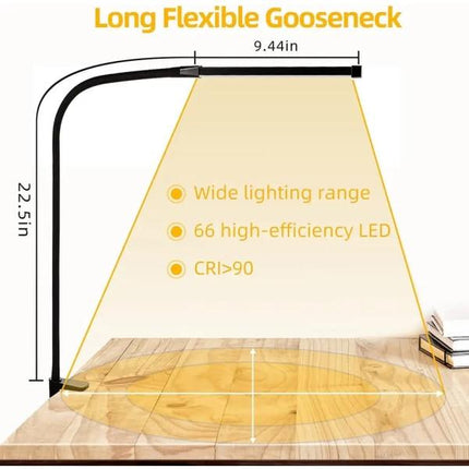 1 pc. Desk Lamps for Home Office, Clamp Lamp Dimmable Gooseneck Lamp Touch Control, Adjustable Desk Lamp for Workbench Tabletop (Black).