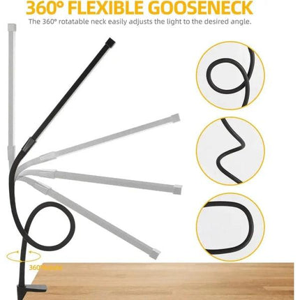 1 pc. Desk Lamps for Home Office, Clamp Lamp Dimmable Gooseneck Lamp Touch Control, Adjustable Desk Lamp for Workbench Tabletop (Black).