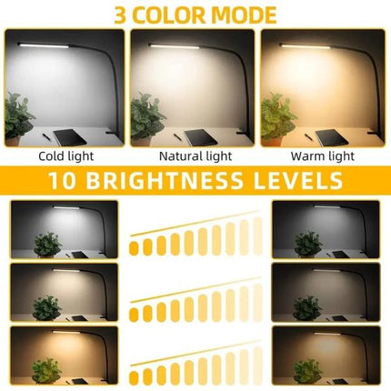1 pc. Desk Lamps for Home Office, Clamp Lamp Dimmable Gooseneck Lamp Touch Control, Adjustable Desk Lamp for Workbench Tabletop (Black).