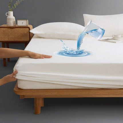 Mattress protector - Mattress cover - Elastic band - Washable - Elastic fit Mattress protector - For small double to king-size beds (White, 198x203cm).