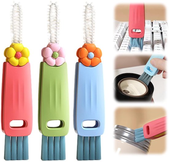 3-in-1 Crevice Brush - Multifunctional - Lid Brush - Suitable for small spaces, various cups and bottles.