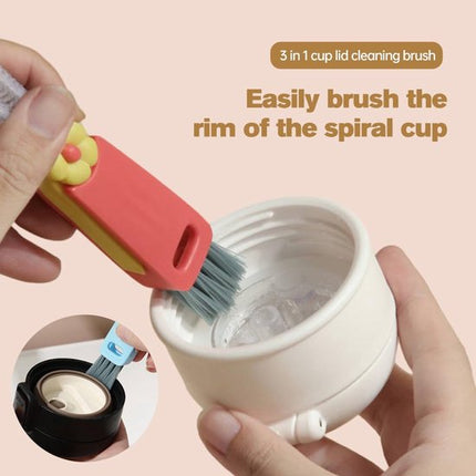 3-in-1 Crevice Brush - Multifunctional - Lid Brush - Suitable for small spaces, various cups and bottles.