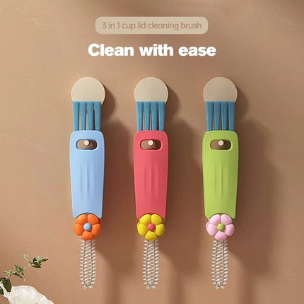3-in-1 Crevice Brush - Multifunctional - Lid Brush - Suitable for small spaces, various cups and bottles.