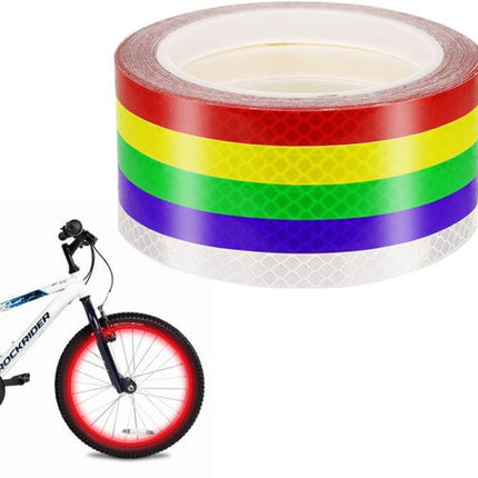 Reflective Stickers Bicycle - 5-pack - Reflective Tape - Reflector Sticker - Self-adhesive safety tape - Waterproof - Warning tape - 8 meters x 10 mm.