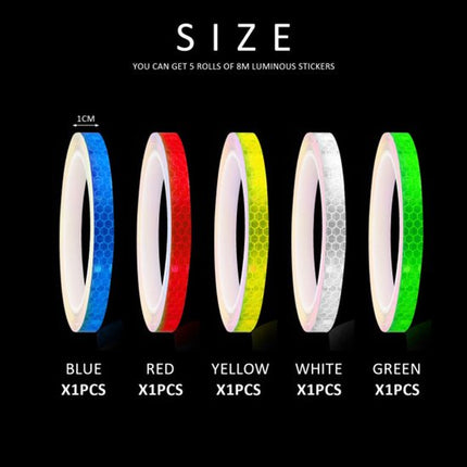 Reflective Stickers Bicycle - 5-pack - Reflective Tape - Reflector Sticker - Self-adhesive safety tape - Waterproof - Warning tape - 8 meters x 10 mm.