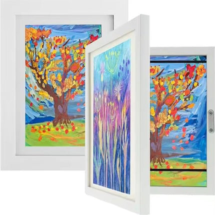 Interchangeable frame - children's drawing - Interchangeable frame A4 - Children's artwork - children's drawings interchangeable frame - Photo frame Poster frame Wall frame - Gift - White.