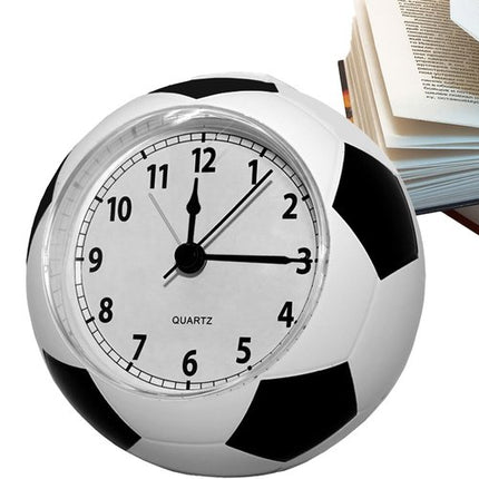 Football Alarm Clock - Silent Non-Ticking Desk Clock | Kids Bedside Clock | Cute football design, easy-to-read analog display, perfect for kids' bedrooms, great birthday gift for boys and girls - White.