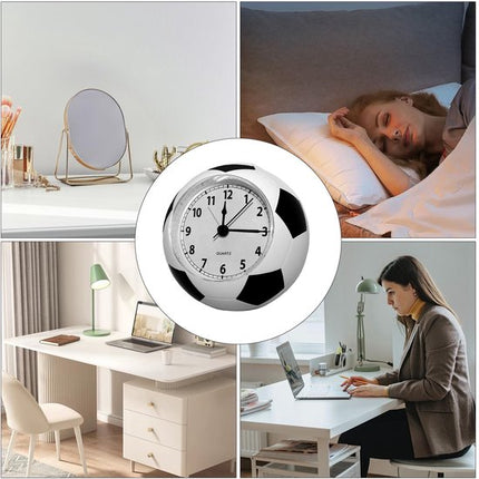 Football Alarm Clock - Silent Non-Ticking Desk Clock | Kids Bedside Clock | Cute football design, easy-to-read analog display, perfect for kids' bedrooms, great birthday gift for boys and girls - White.