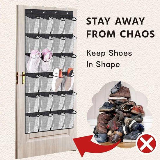 Storage bags - Hanging storage racks - Storage nets - Hanging shelves - Hanging storage - Door racks - Storage racks with 24 compartments and 4 hooks - Storage racks for soft toys - Storage racks for toys - Storage racks for the bathroom (black and white).