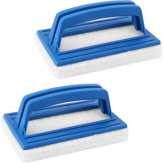 Pool Wall Brush - Sponge Pool Brush - Soft - Hot Tub Cleaning Brush - Pool Sponge Cleaner with Handle (White) Set of 2.