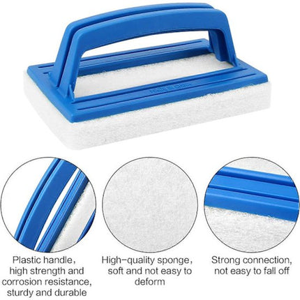 Pool Wall Brush - Sponge Pool Brush - Soft - Hot Tub Cleaning Brush - Pool Sponge Cleaner with Handle (White) Set of 2.