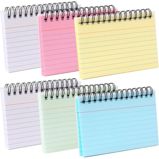 Color Notebooks - American Notepads - Index Card Notebooks - Vocabulary Books - Small Books - 6-Pack.