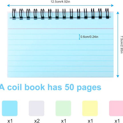 Color Notebooks - American Notepads - Index Card Notebooks - Vocabulary Books - Small Books - 6-Pack.