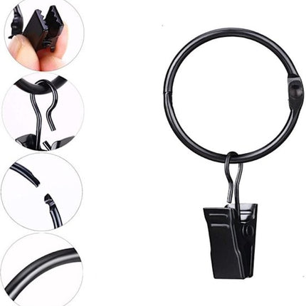 Curtain rod with clips - 20 pieces - Black 38 mm - Hanging clothes - Hanging small items.