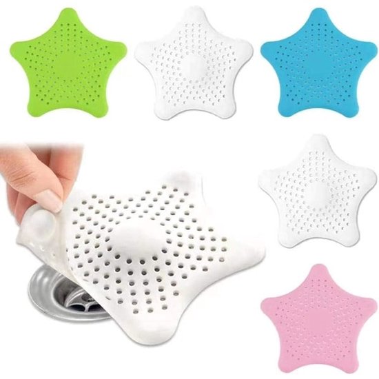 Filter 5-pack - Silicone hair filter for bathtub drain - Drain cover with strong suction cup - Anti-clogging sink strainer.