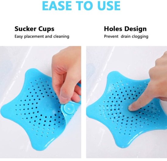 Filter 5-pack - Silicone hair filter for bathtub drain - Drain cover with strong suction cup - Anti-clogging sink strainer.