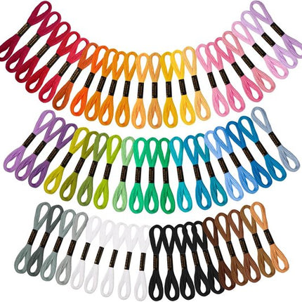 Embroidery thread - Cross stitch thread for adults and beginners - 50 colours embroidery thread - for embroidery and DIY crafts - 8 metres (6 strands) multi-coloured - 50 pieces.