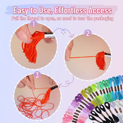 Embroidery thread - Cross stitch thread for adults and beginners - 50 colours embroidery thread - for embroidery and DIY crafts - 8 metres (6 strands) multi-coloured - 50 pieces.
