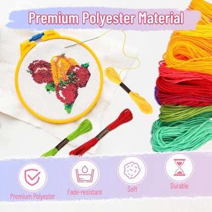 Embroidery thread - Cross stitch thread for adults and beginners - 50 colours embroidery thread - for embroidery and DIY crafts - 8 metres (6 strands) multi-coloured - 50 pieces.