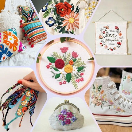 Embroidery thread - Cross stitch thread for adults and beginners - 50 colours embroidery thread - for embroidery and DIY crafts - 8 metres (6 strands) multi-coloured - 50 pieces.