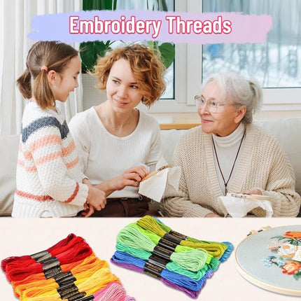 Embroidery thread - Cross stitch thread for adults and beginners - 50 colours embroidery thread - for embroidery and DIY crafts - 8 metres (6 strands) multi-coloured - 50 pieces.