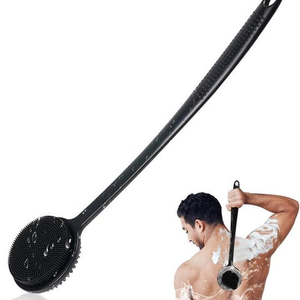 Long Handle Shower Brush - Double-Sided Shower Brush - Cleansing Brush - Back Brush - Rich Foam - Can Be Used for Shower Scrub and Massage - Long Back Cleansing Brush for Men.