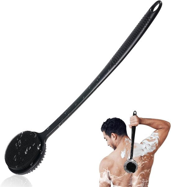 Long Handle Shower Brush - Double-Sided Shower Brush - Cleansing Brush - Back Brush - Rich Foam - Can Be Used for Shower Scrub and Massage - Long Back Cleansing Brush for Men.